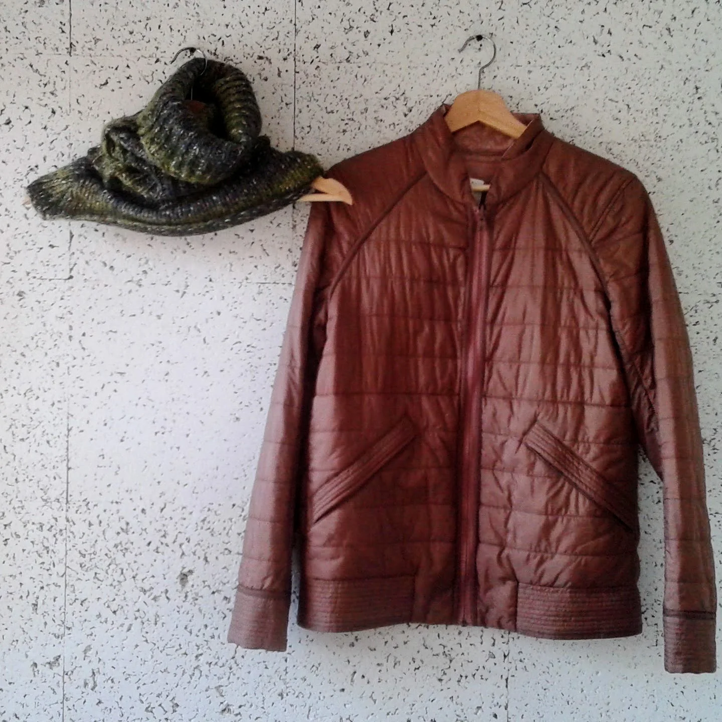 Lululemon jacket; Size M, $48. Cowl, $16