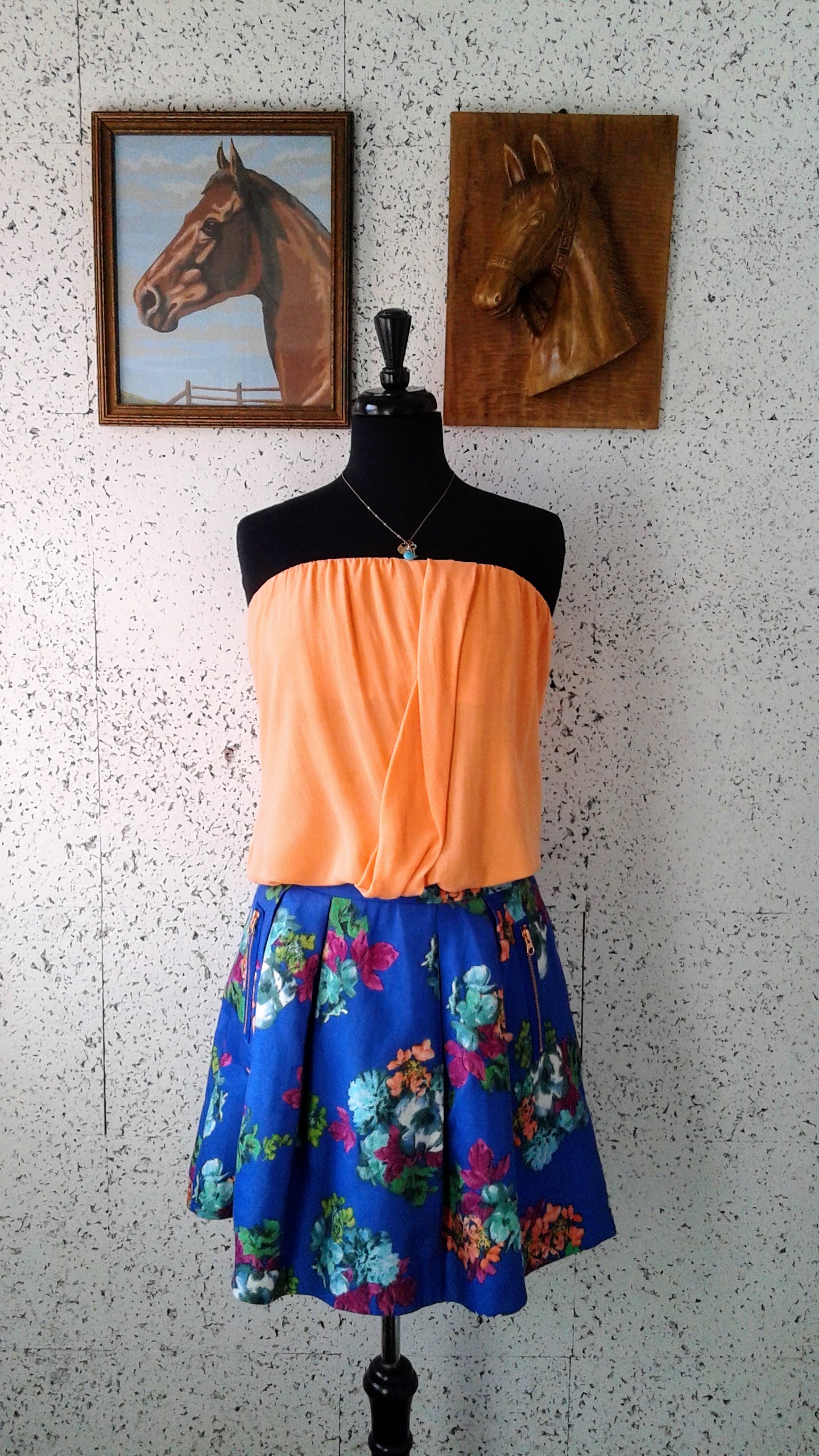 Alice and Olivia top; Size M, $26. Maeve skirt; Size 4, $28. Necklace, $10