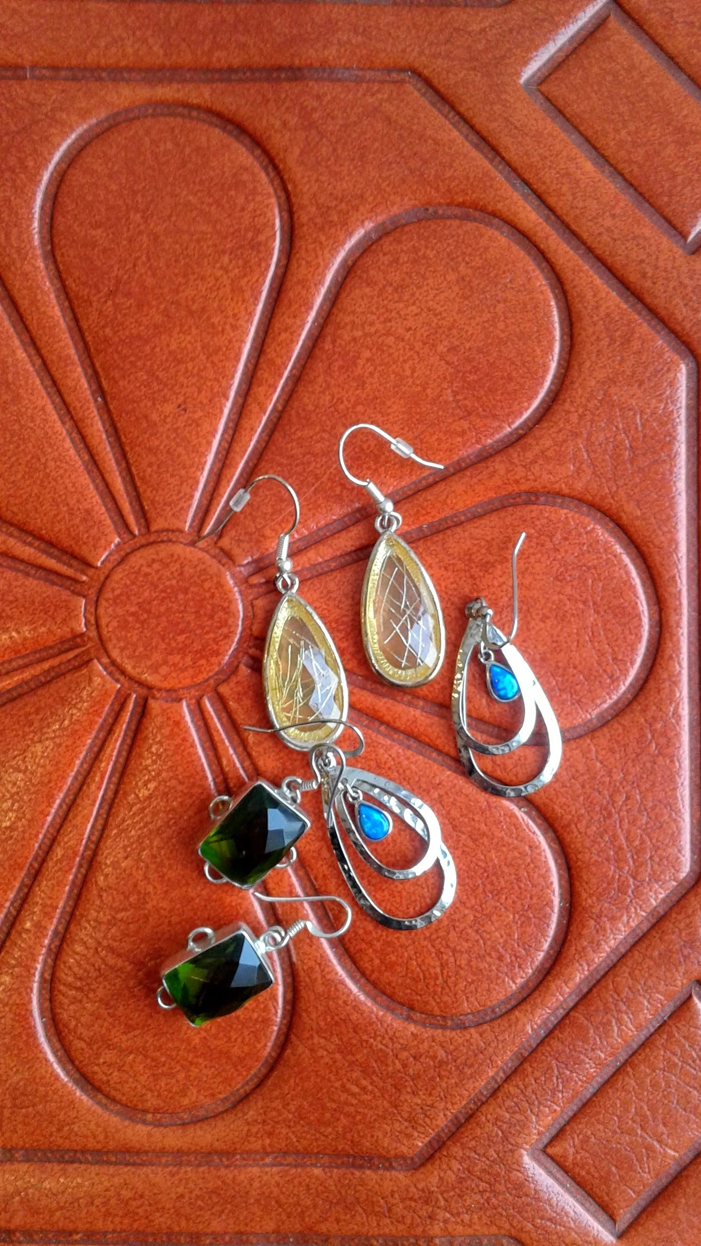Earrings: Yellow, $14; Blue, $16; Green, $20