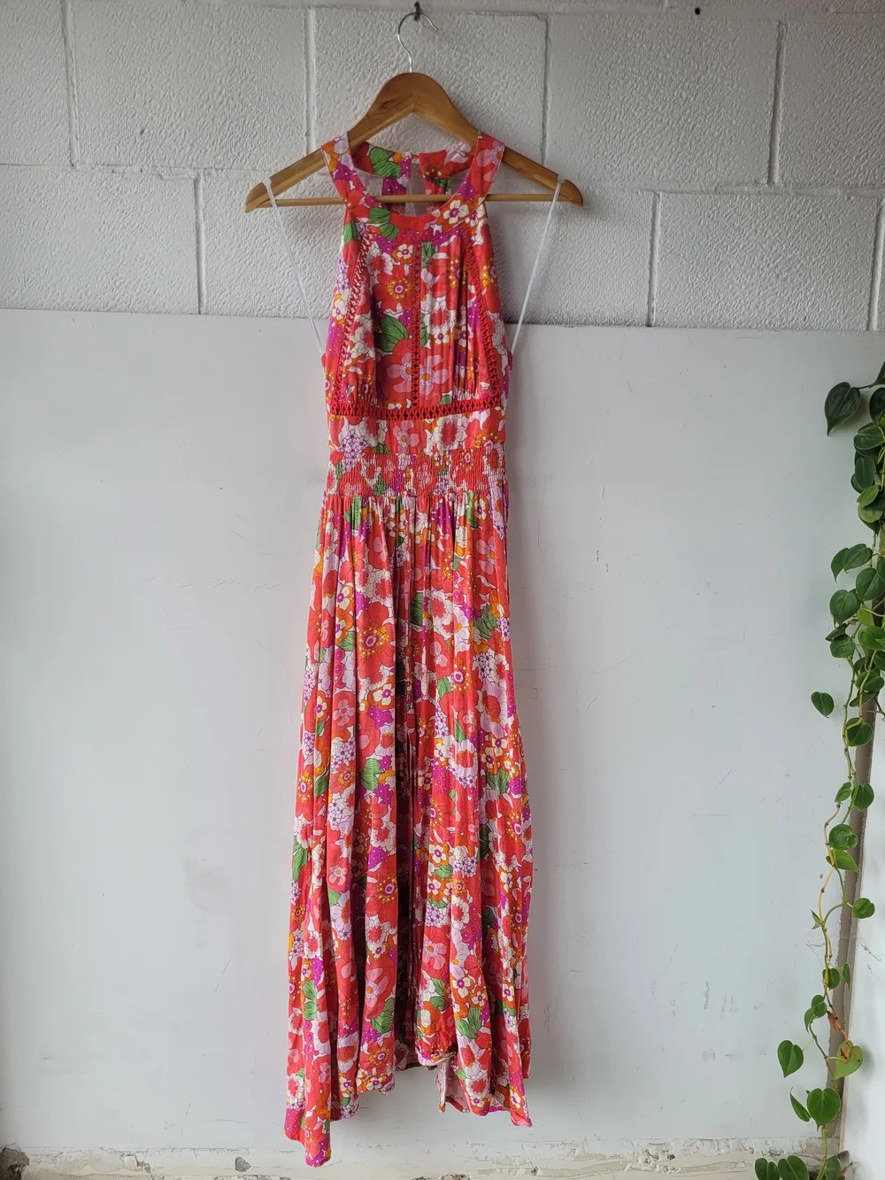 abel the label halter dress Abel The Label Women's Halter Maxi Dress Sundress Boho Black Multi Floral Medium