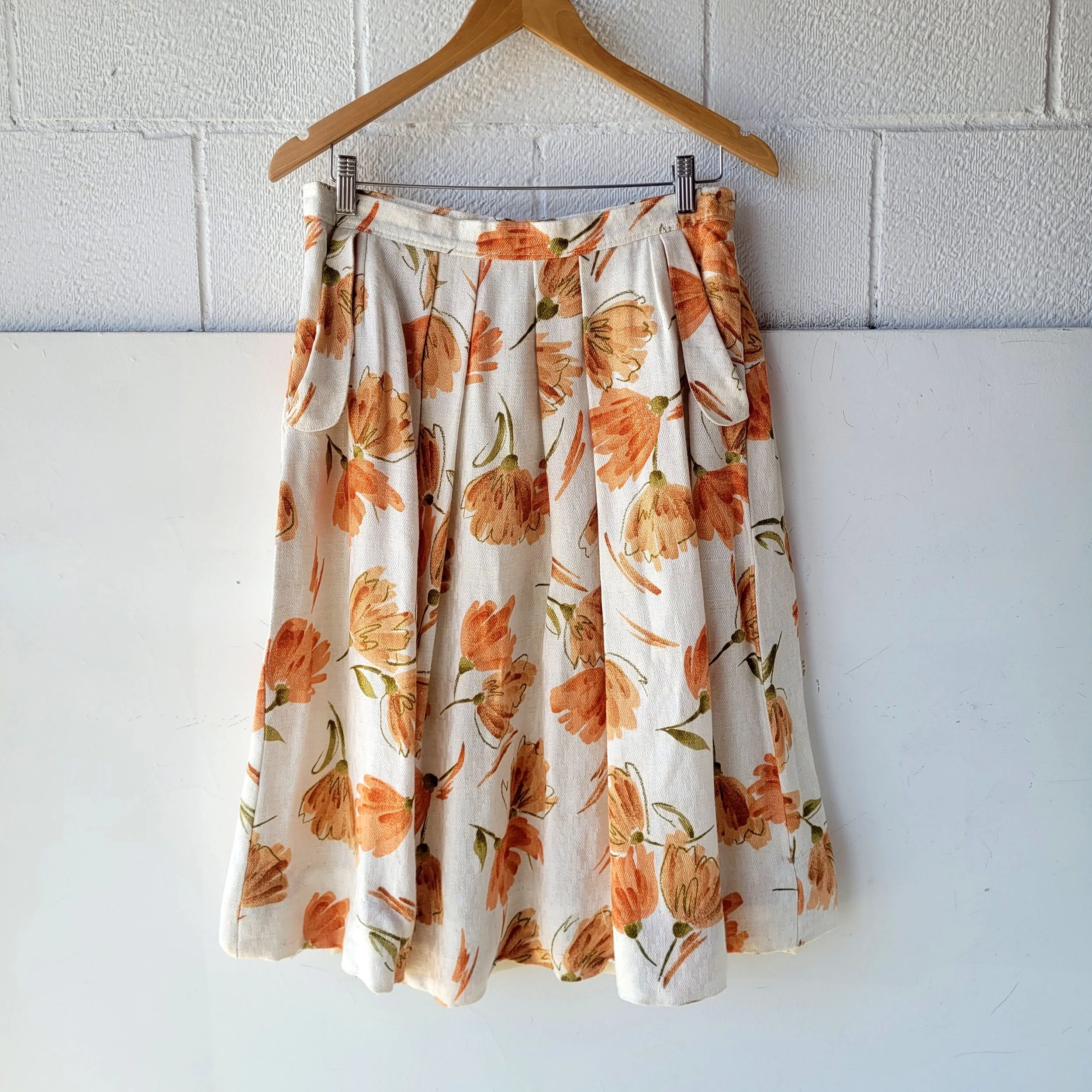 Vintage Floral Skirt, Size 30