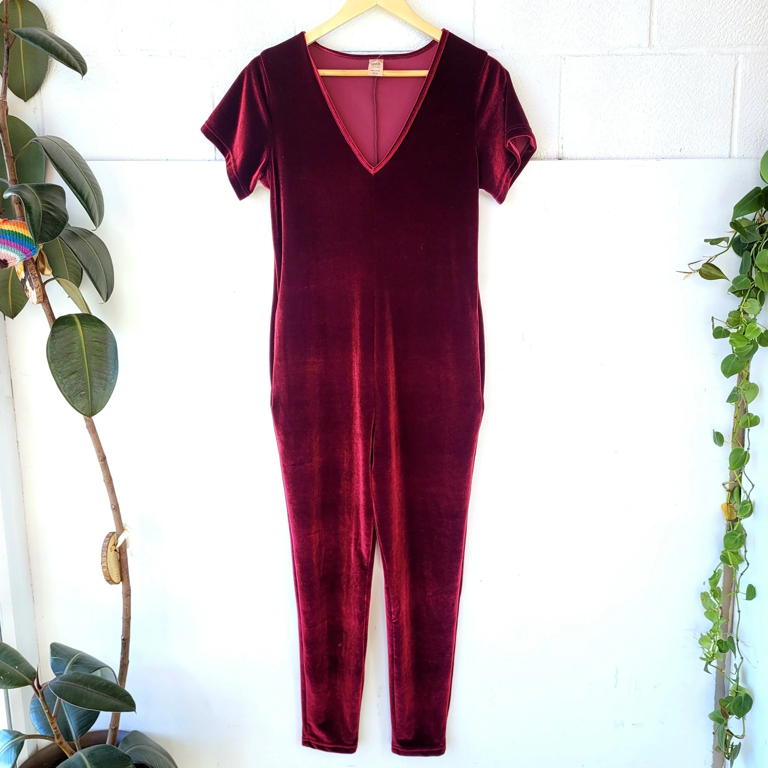 Smash + Tess Red Velvet Romper, Size S