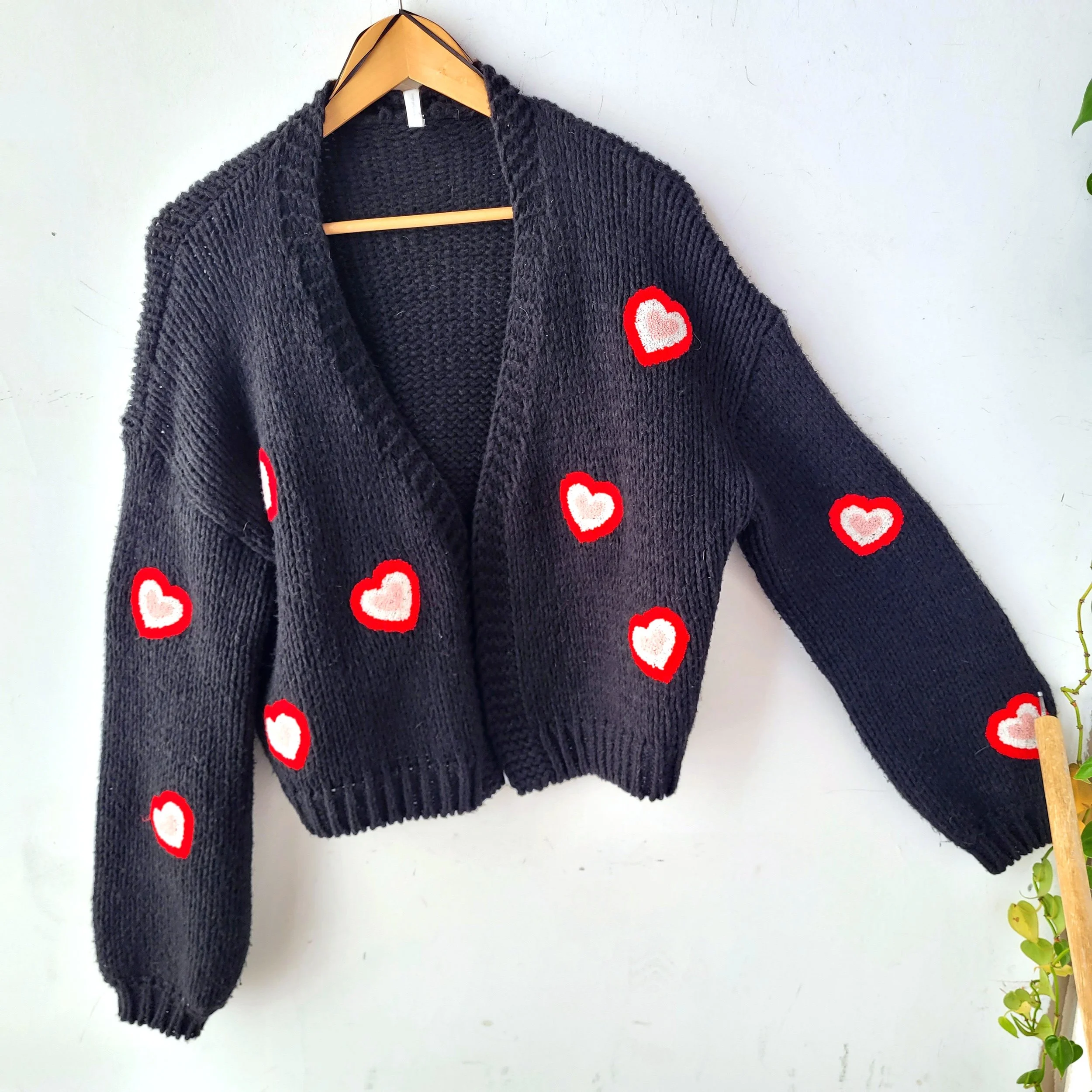 Chunky Hearts Cardigan - Size L
