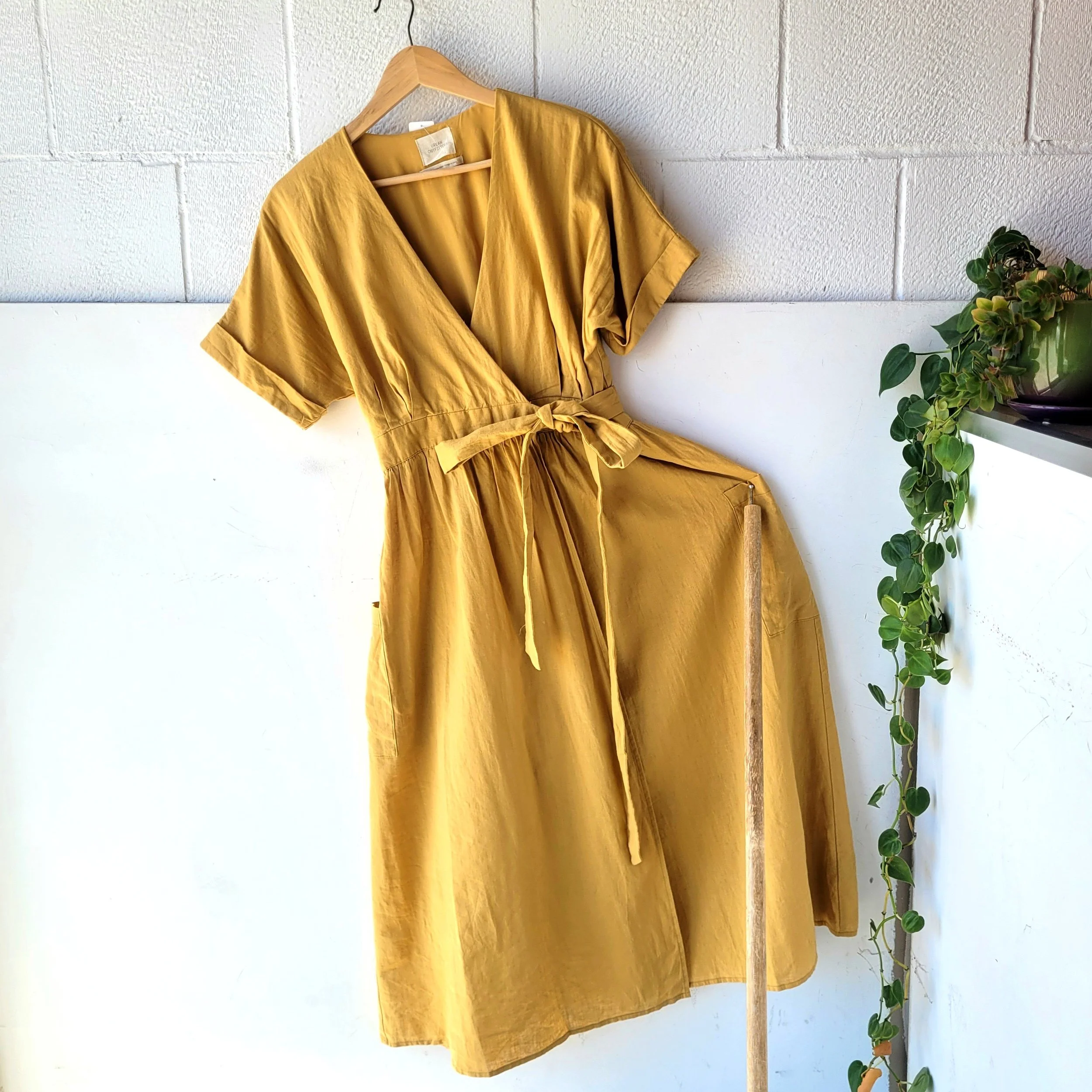 Linen Wrap Dress, Size S