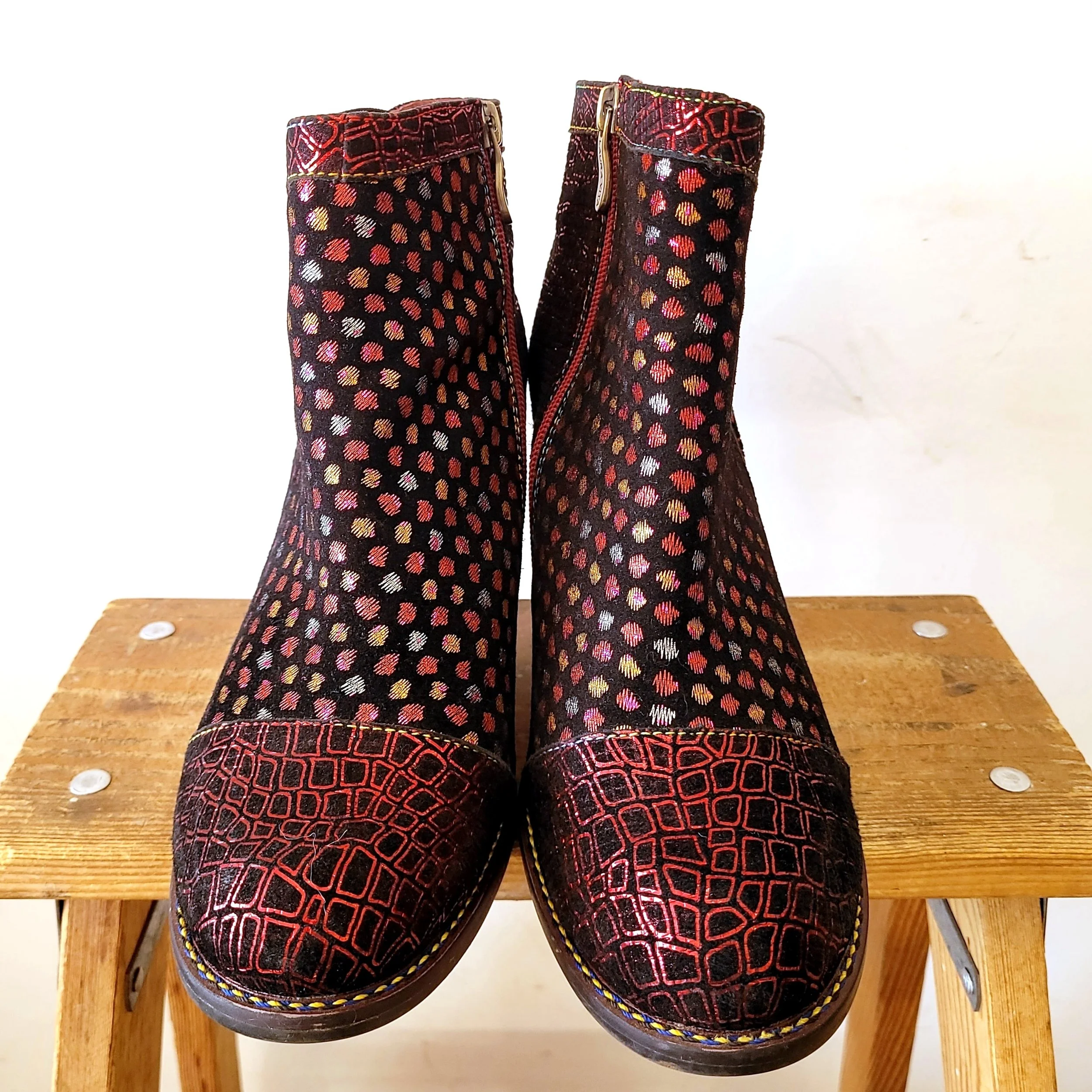 Laura Vita Red Dotted Booties, Size 39