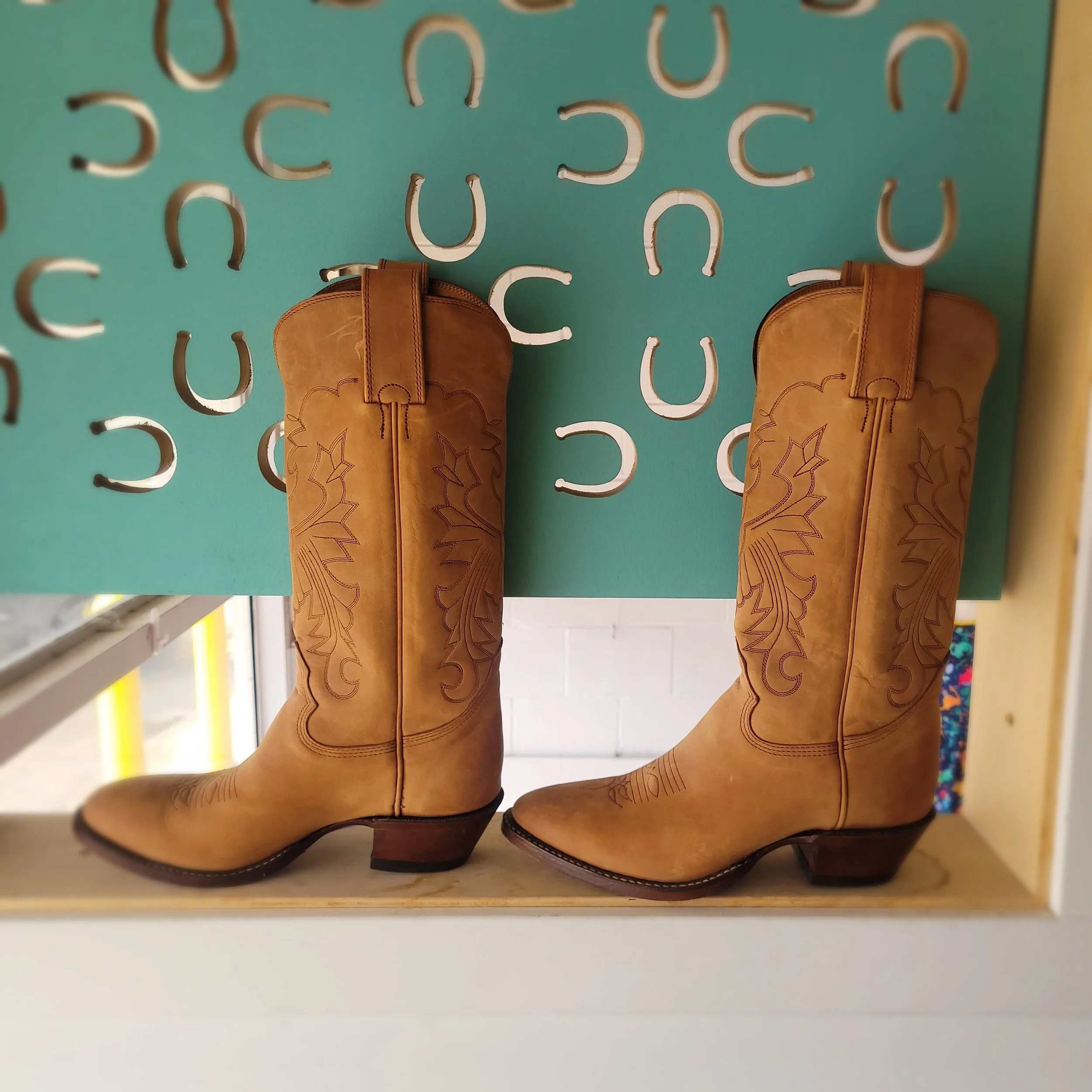 Leather Cowboy Boots, Size 8.5