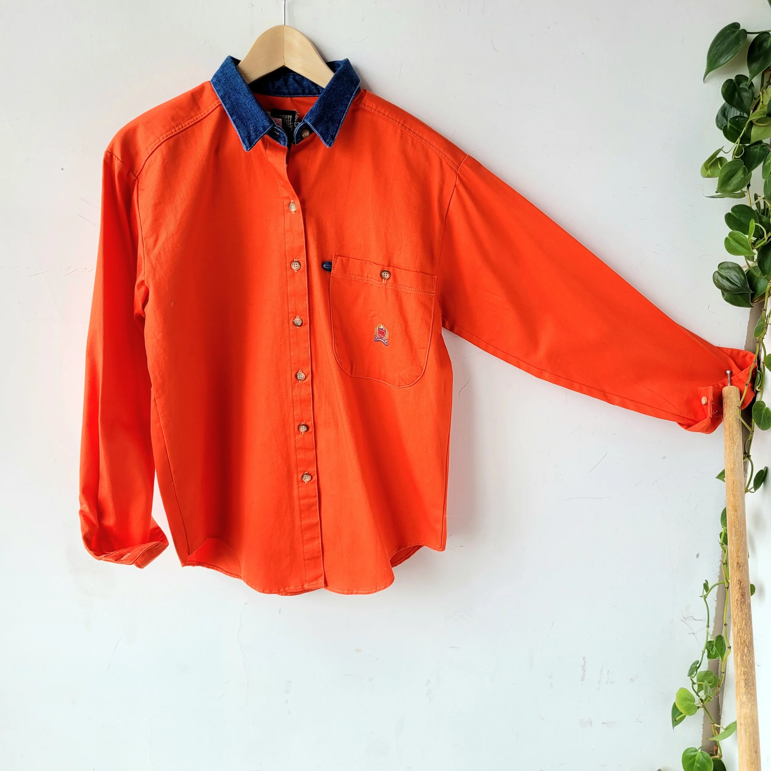 Orange Denim Top, Size M