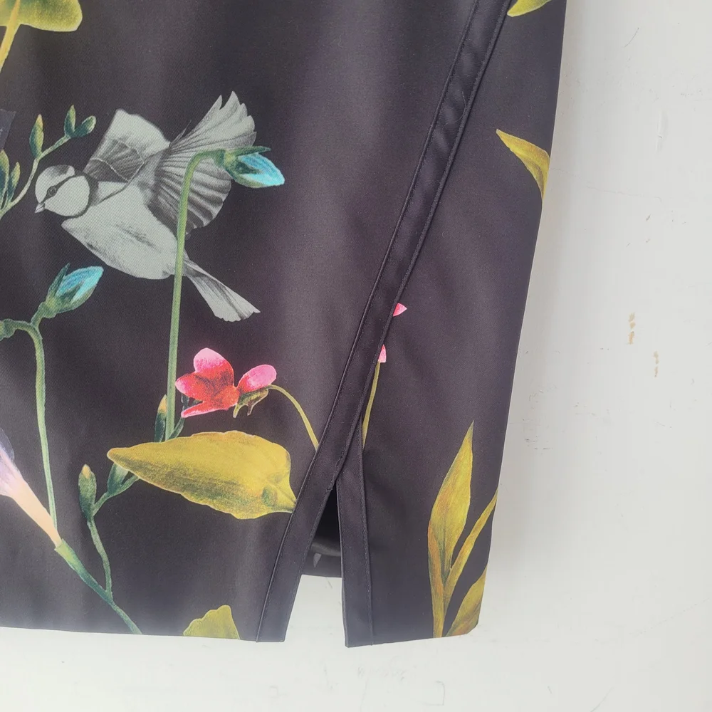 Ted Baker Jupe Crayon Polyester Rose Imprimé Feuillage Taille 8 US