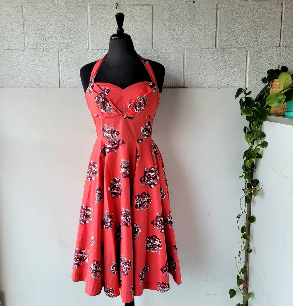 anthropologie red halter dress Tracy Reese for Anthropologie Halter Red pink Multicolor Womens Dress Sz 4 #C3