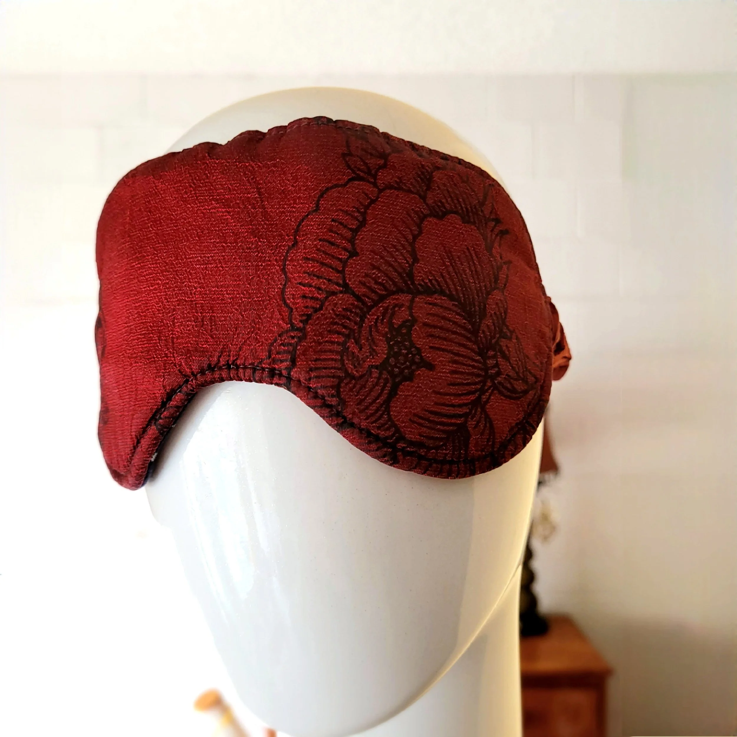Smoking Lily Sleep Mask, Red Flower/Navy Clouds