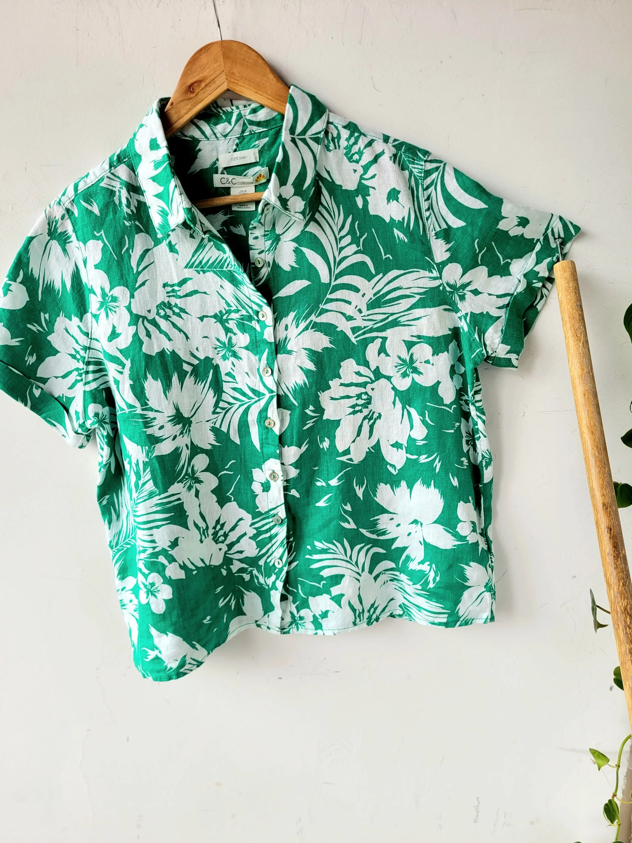 Linen Hawaiian Shirt, Size M/L