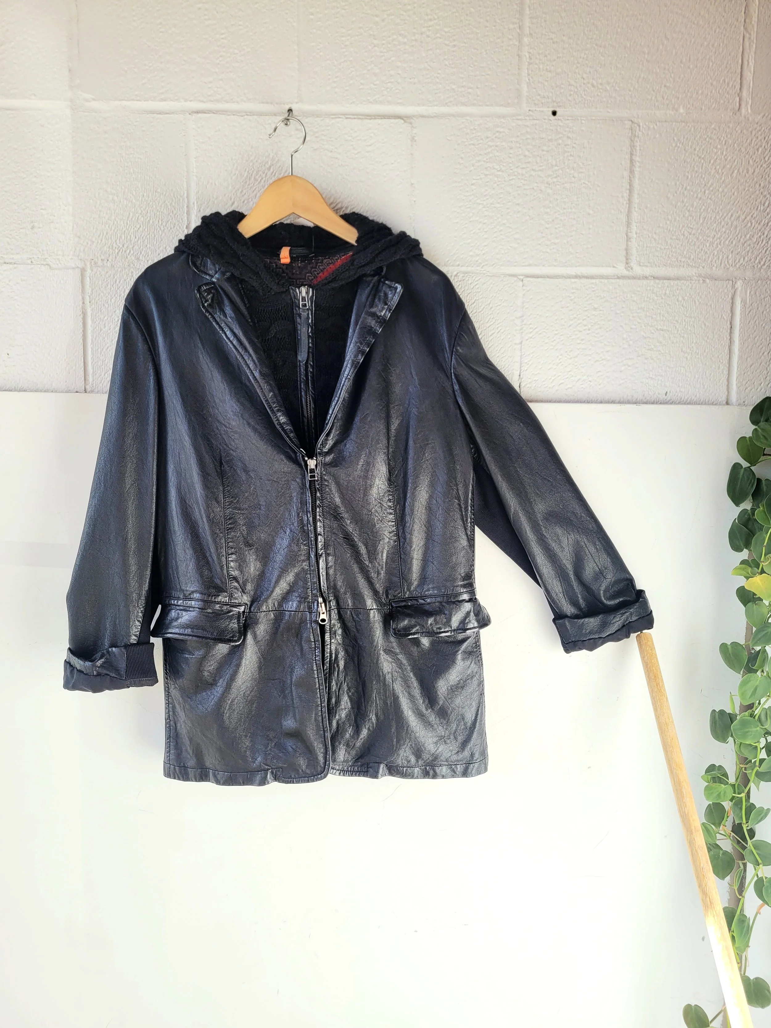 Leather Coat, Size M/L