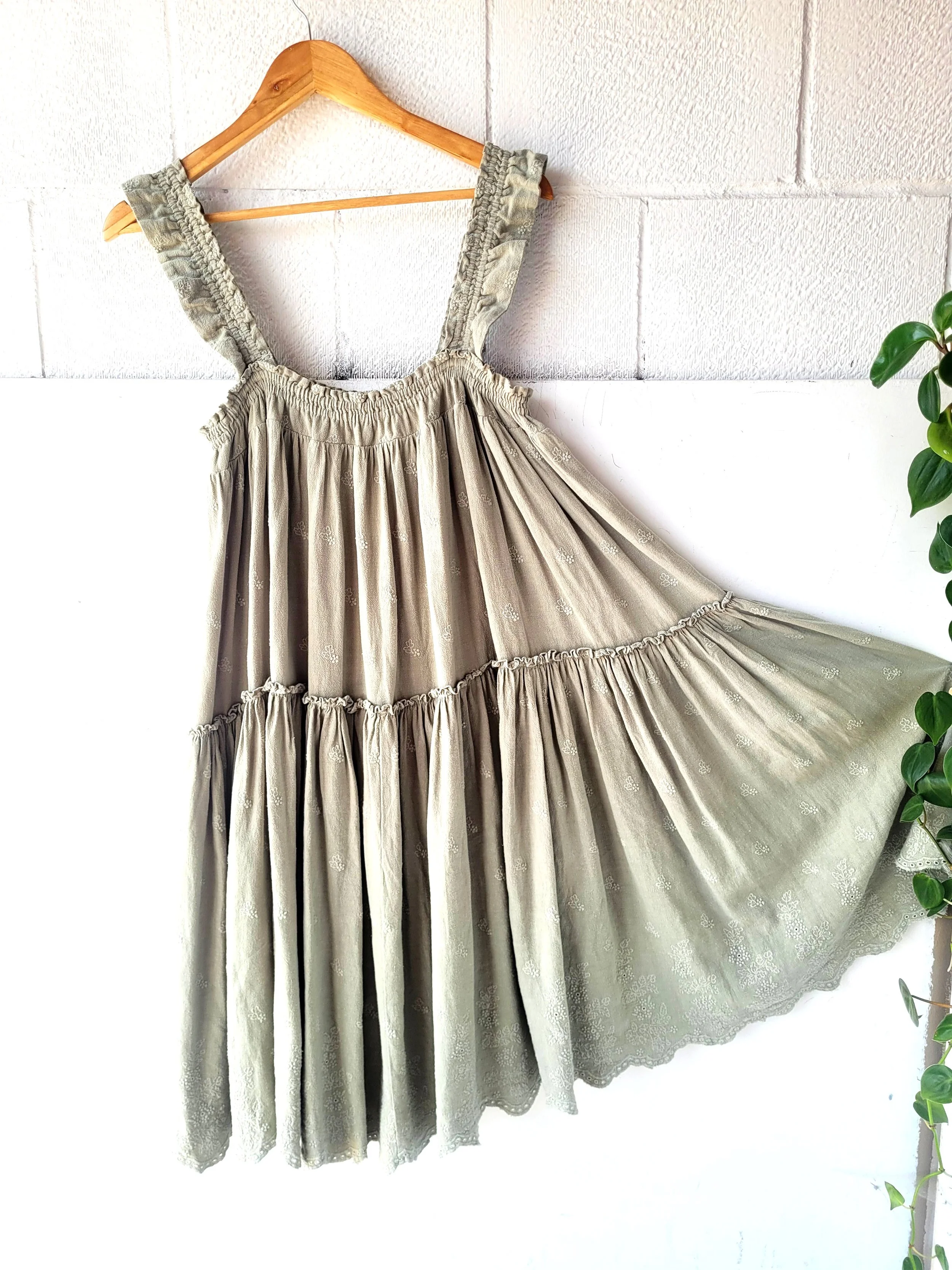Linen Tiered Dress, Size M/L