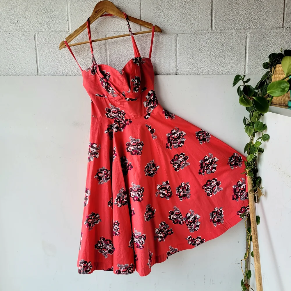 anthropologie red halter dress Anthropologie Silk Red Halter Dress 6
