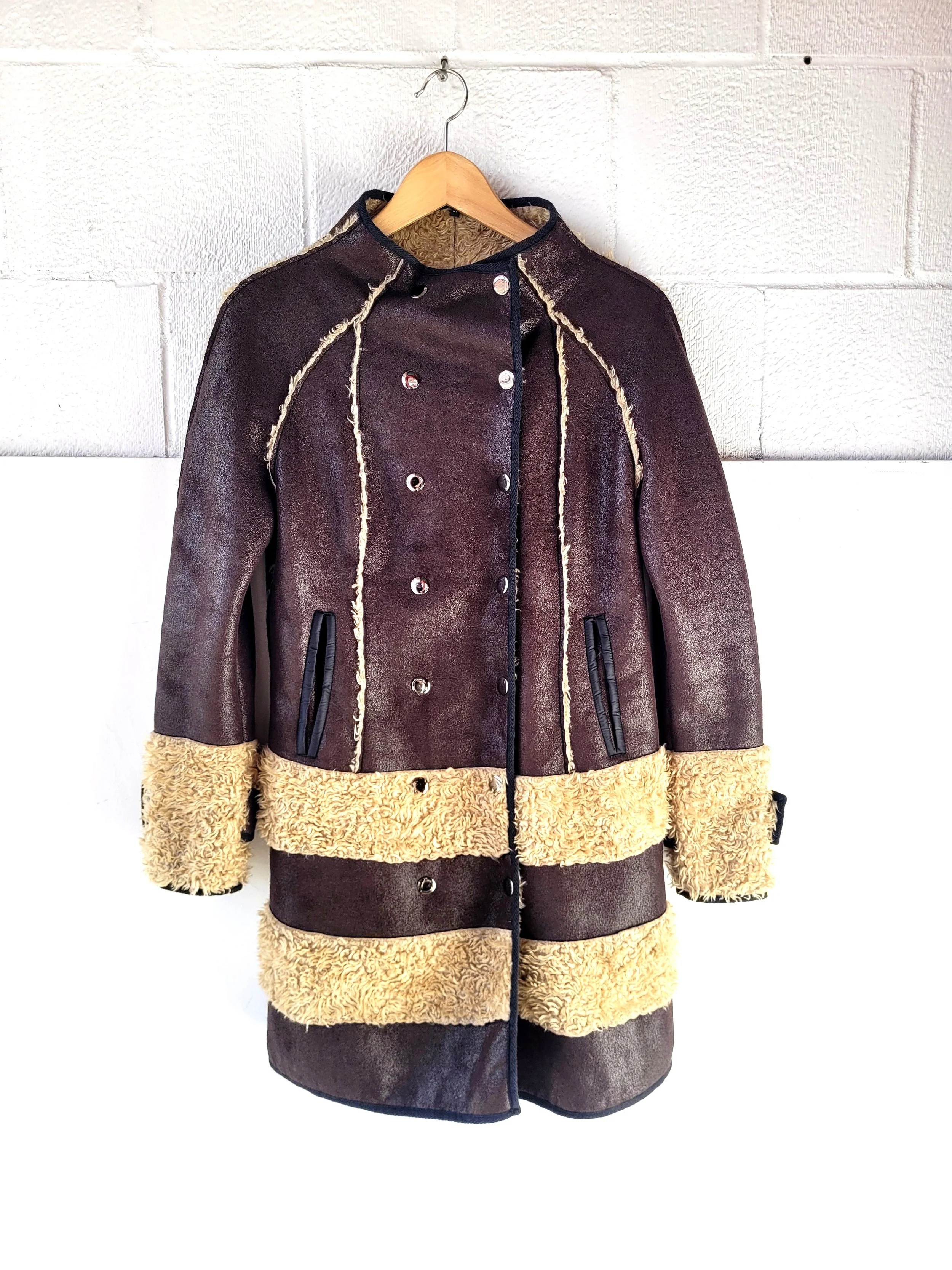 Vintage Brown Shearling Jacket, Size S/M