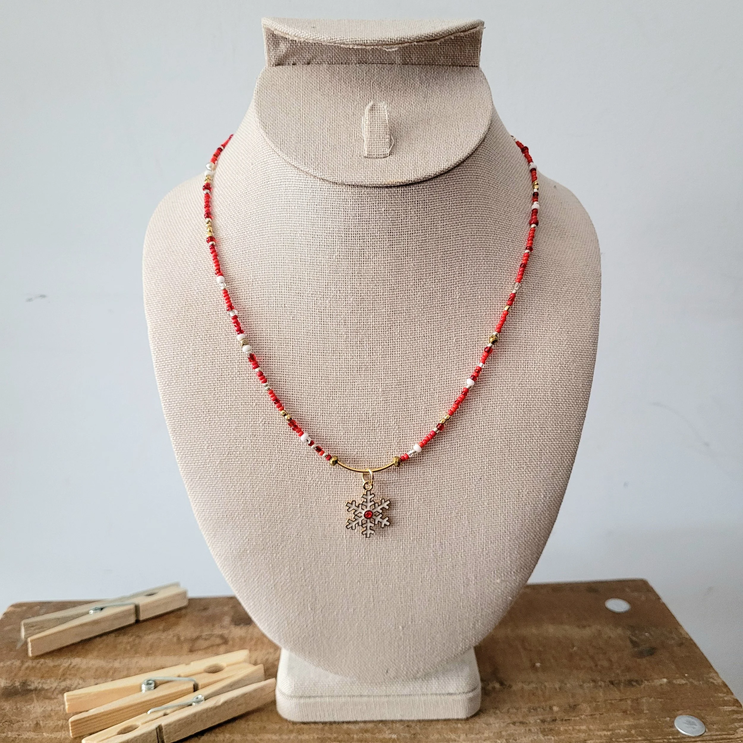 Vintage Upcycled Snowflake Necklace