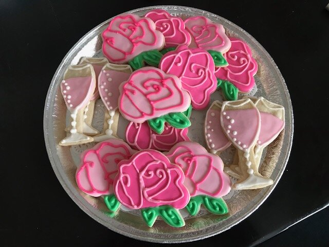 Champagne & Roses Custom Cookies