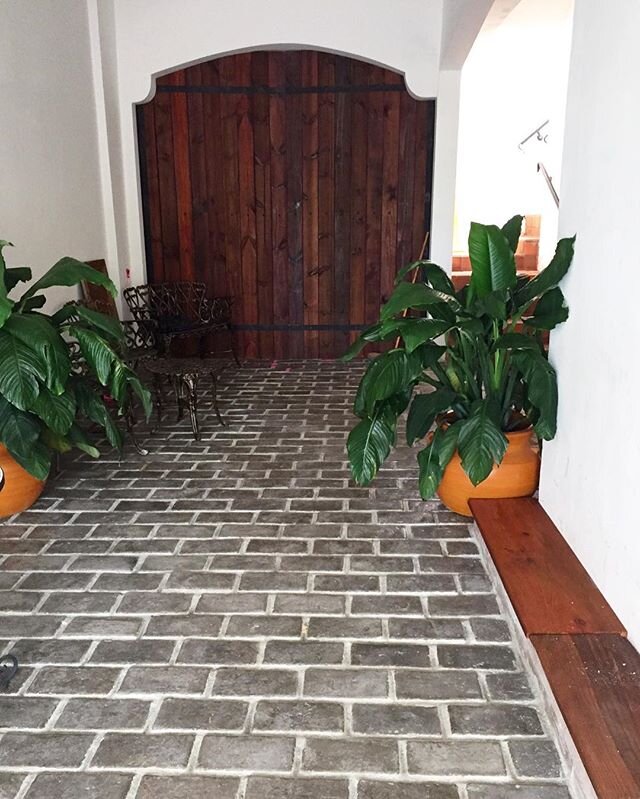 Buenos d&iacute;as from Julia's! Happy to share our new tile walkway and giant doors. 🌺#handmade #puertorico#hechoenpuertorico#adoquines#juliaspr