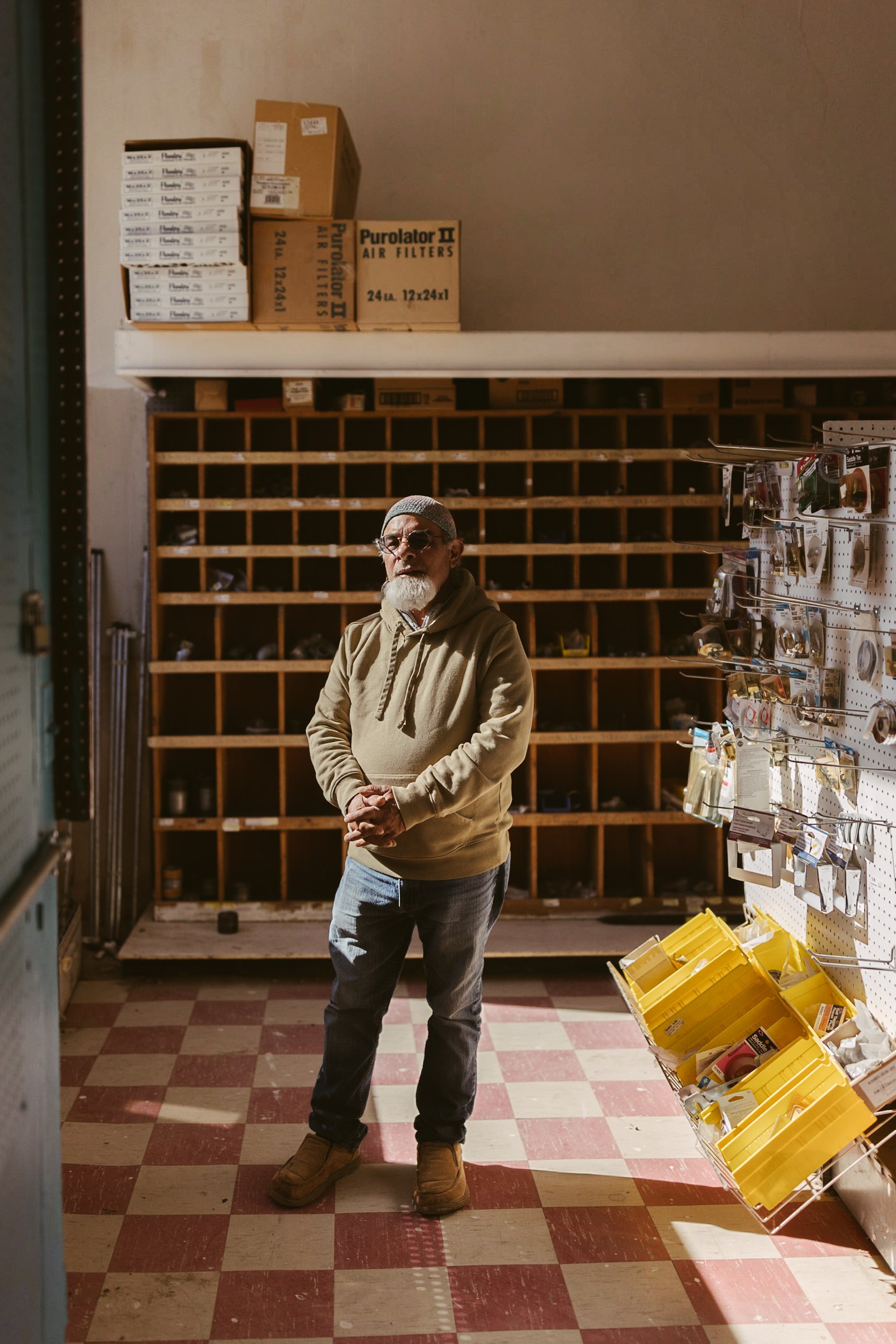  September 26, 2022: San Luis, Colorado. Devon Peña poses for a portrait at the market’s old hardware store. The San Luis People’s Market is planning on adding this part of the building as a community gathering area including a coffee shop and a volc