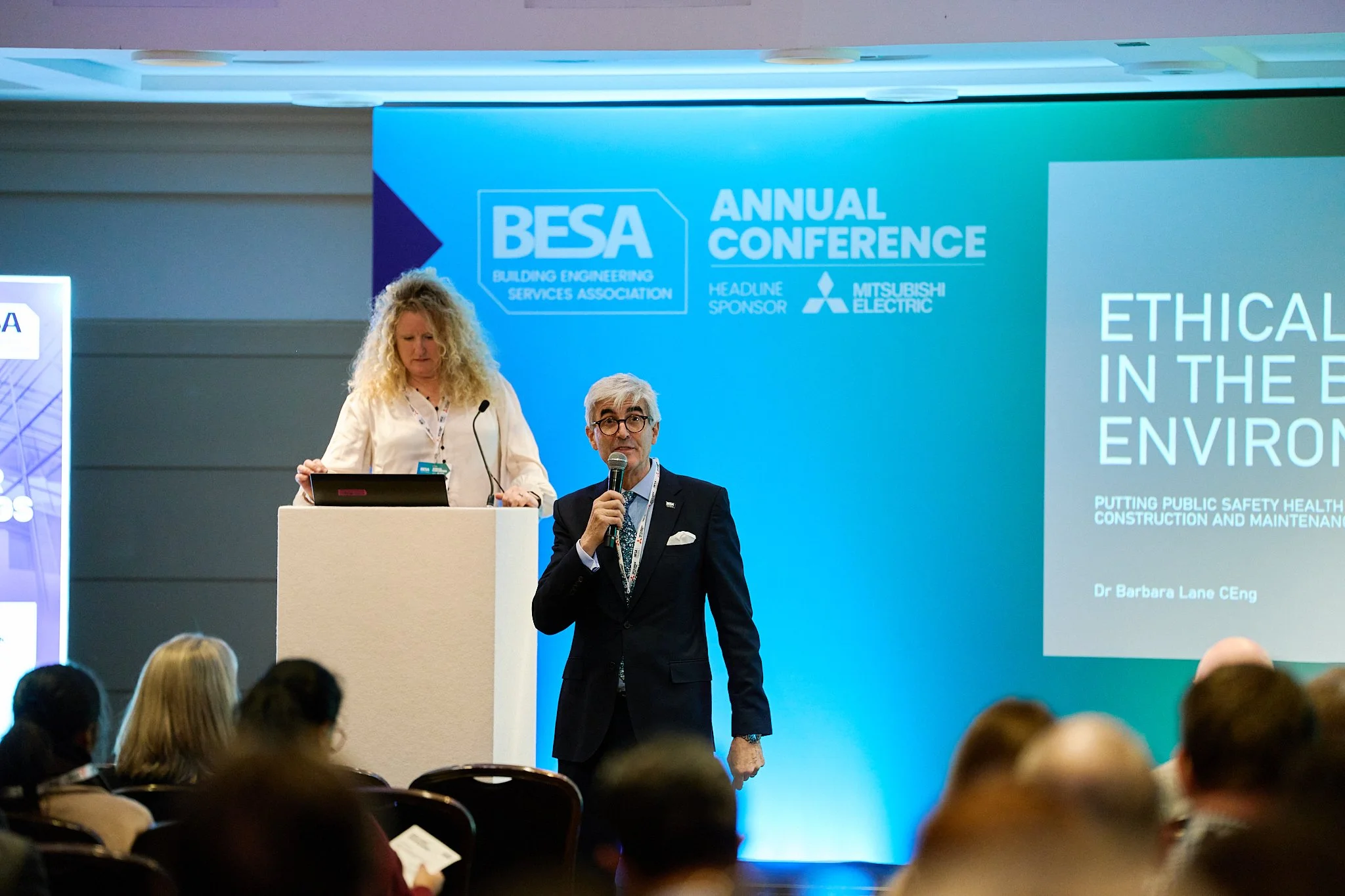 Keynote speaker presenting at the BESA annual conference