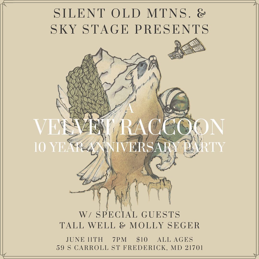 In ten days, we will be celebrating the ten year anniversary of Velvet Raccoon. There&rsquo;s so much to be said about that (ten things to be exact), but for now, we want to focus on the celebration. June 11th, we&rsquo;ll be playing the album in its