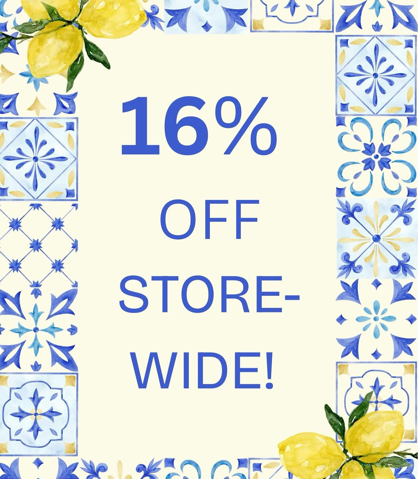 For the next THREE days we are celebrating turning 16 with 16% off STOREWIDE! This INCLUDES already discounted items!!