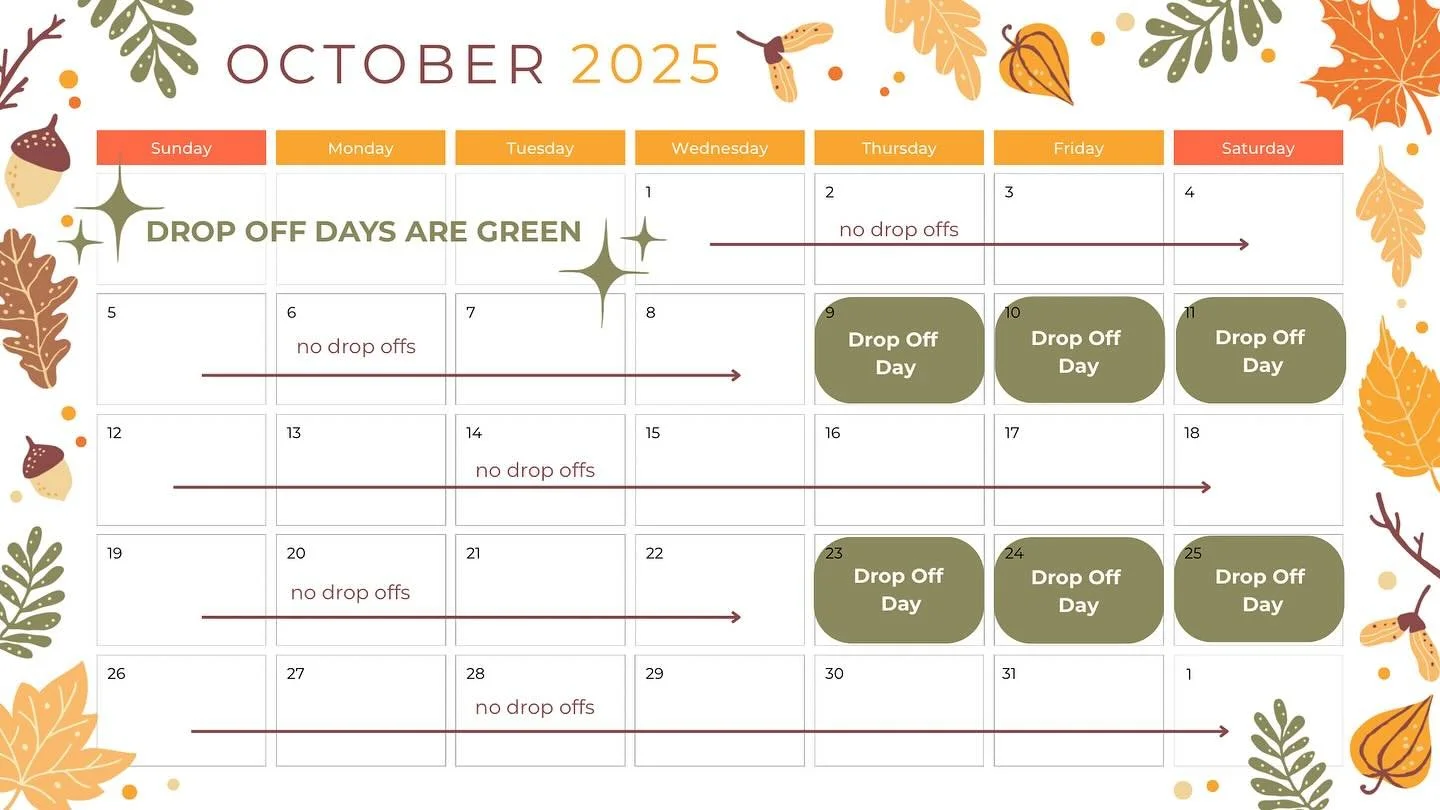 October DROP OFF calendar!!