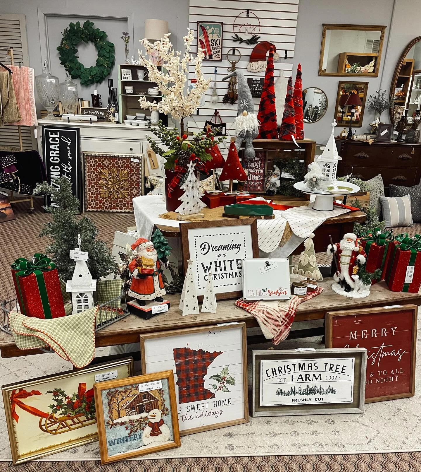 We have an incredible assortment of Christmas &amp; holiday decor! So many of these items are BRAND NEW (consigned by a local boutique) They would make great gifts!!