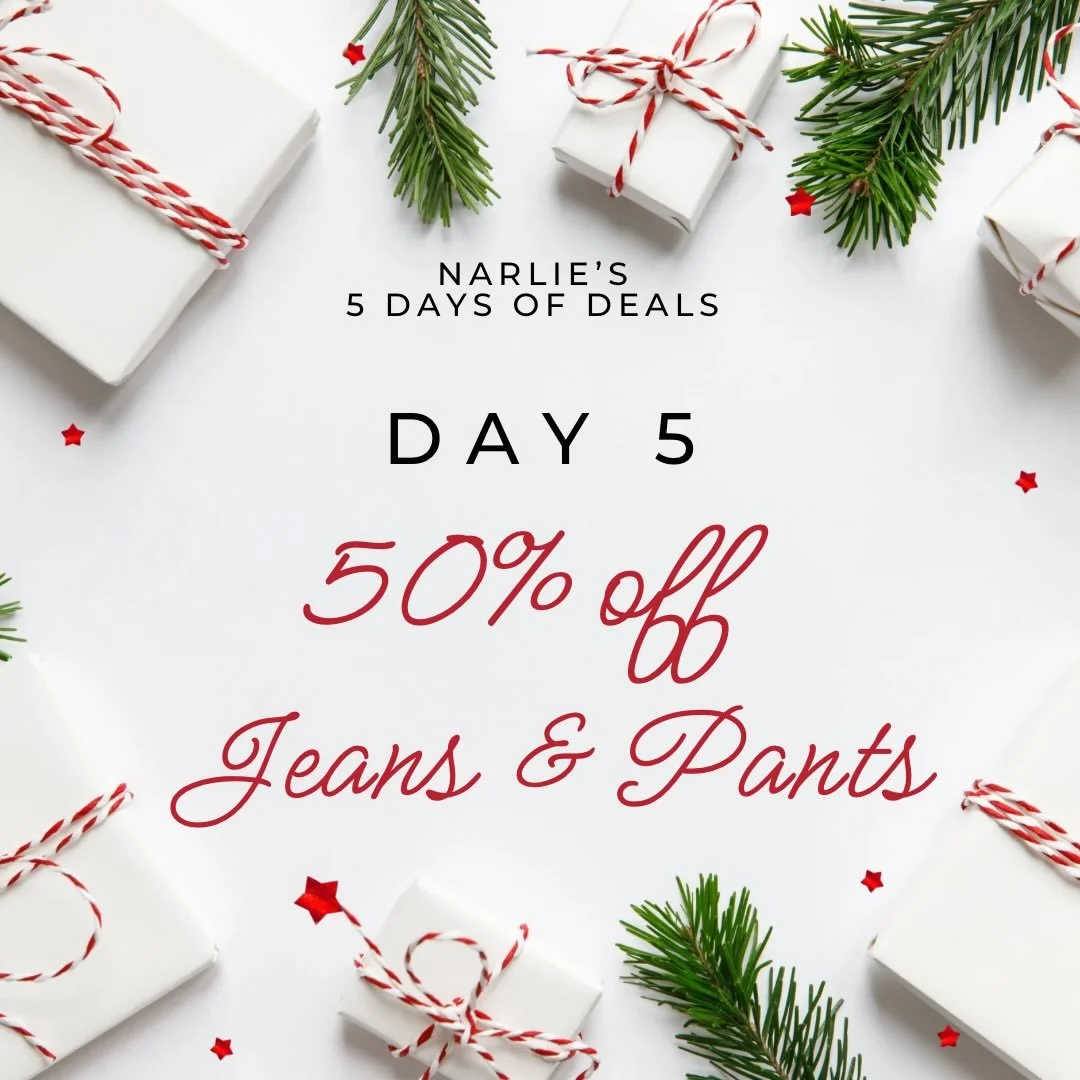 🎉 FINAL DAY- 5 Days of Deals! 🎉 
 Last chance to save BIG! 
Today&rsquo;s deal: 50% off jeans &amp; pants! 

If you missed out this week- don&rsquo;t worry! We are going to have a surprise sale on Saturday!! ✨