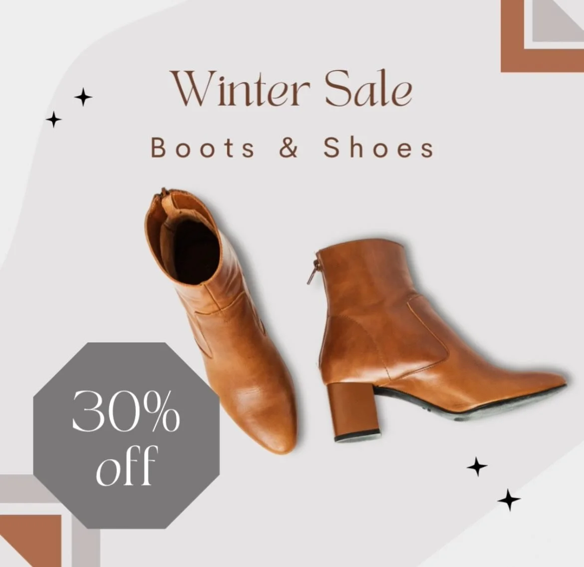 Let&rsquo;s have a SALE to brighten up this snowy day! 
30% off BOOTS, SHOES + PURSES! Thursday, Friday and Monday!!