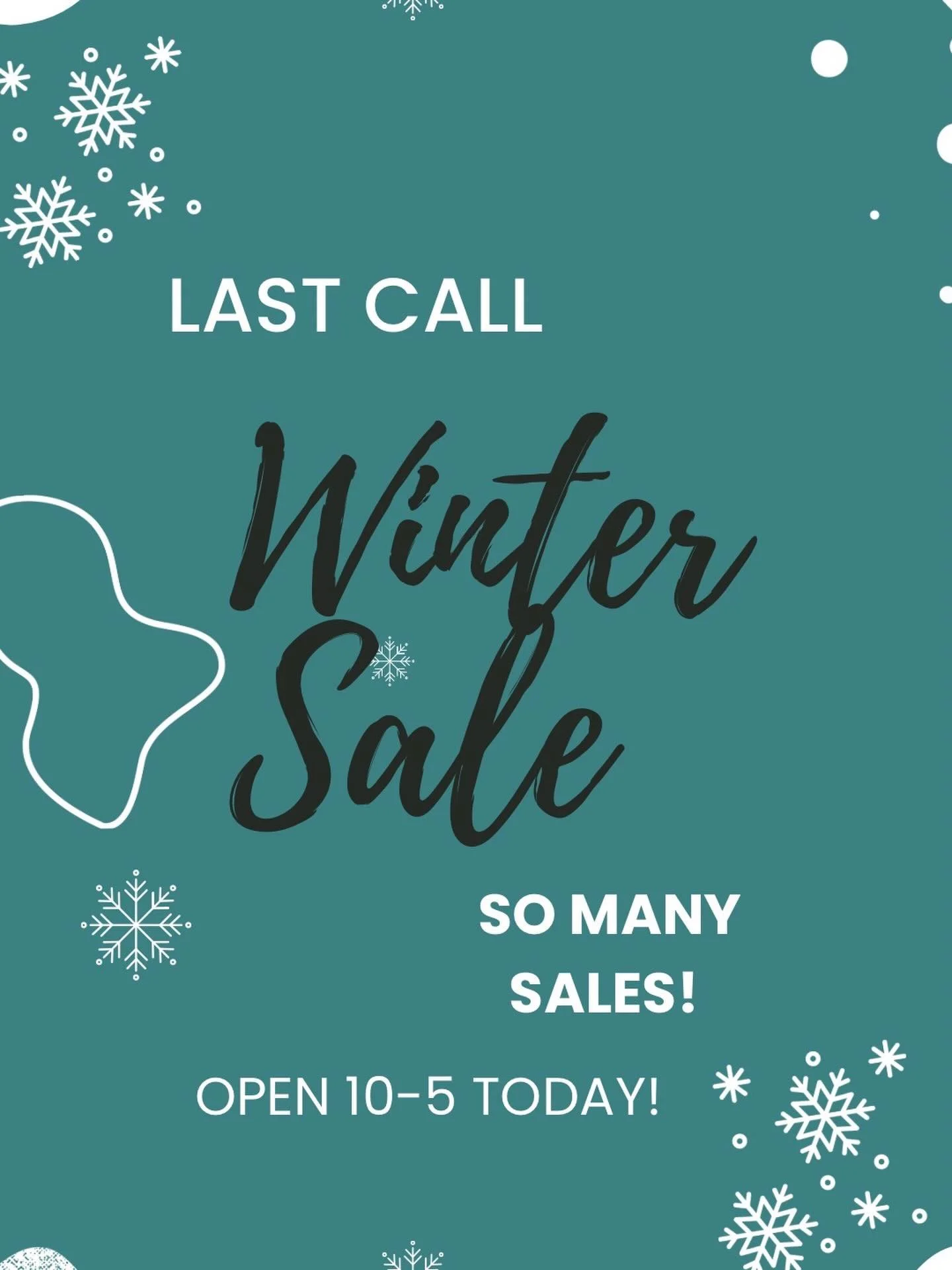 Final day to save 30% off your entire purchase!! 
50% off sweatshirts! 40% off home decor!! It&rsquo;s a great day to stop in!!