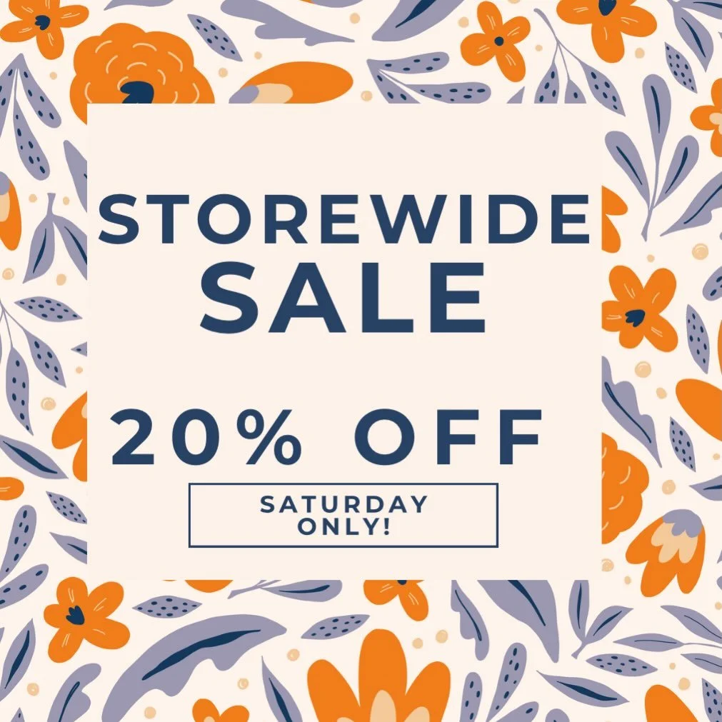 Come enjoy 20% off STOREWIDE today!! If you&rsquo;ve been eyeing something- today is your day! Or come check out all the fun SPRING items we put out this week!!