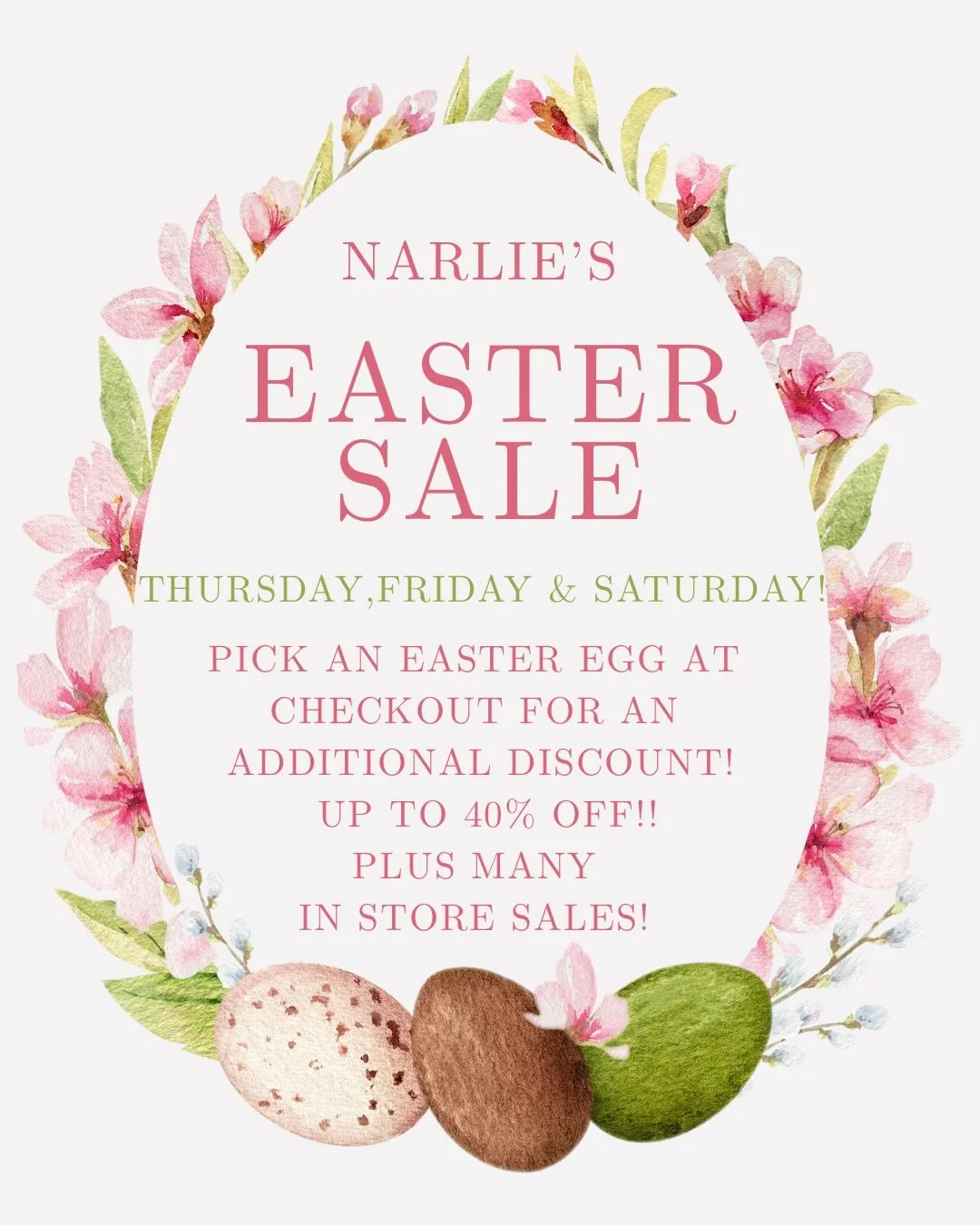 Our Easter Sale is a crazy good one!! So many sales!! Plus we just added to our $5 rack! Great weekend to stop in!