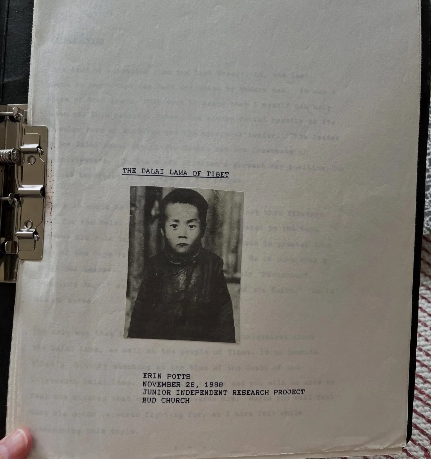 37 years ago today, I turned in my first research paper on Tibet. (Found it while preparing to share some of my concert archives through @freedomneedsasoundtrack) It's wild to think that when I wrote this report at 16, I was just starting to dedicate