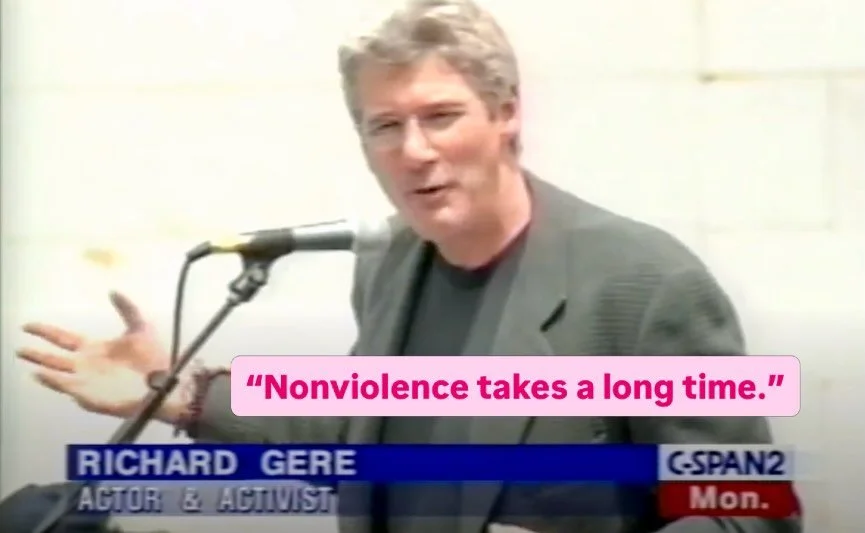 I just read a book, The Story of Stories, and one idea in it has stayed with me: that change is always two steps forward and one step back. It reminded me of something @richardgere said at the rally we organized at the nation&rsquo;s capital the day 