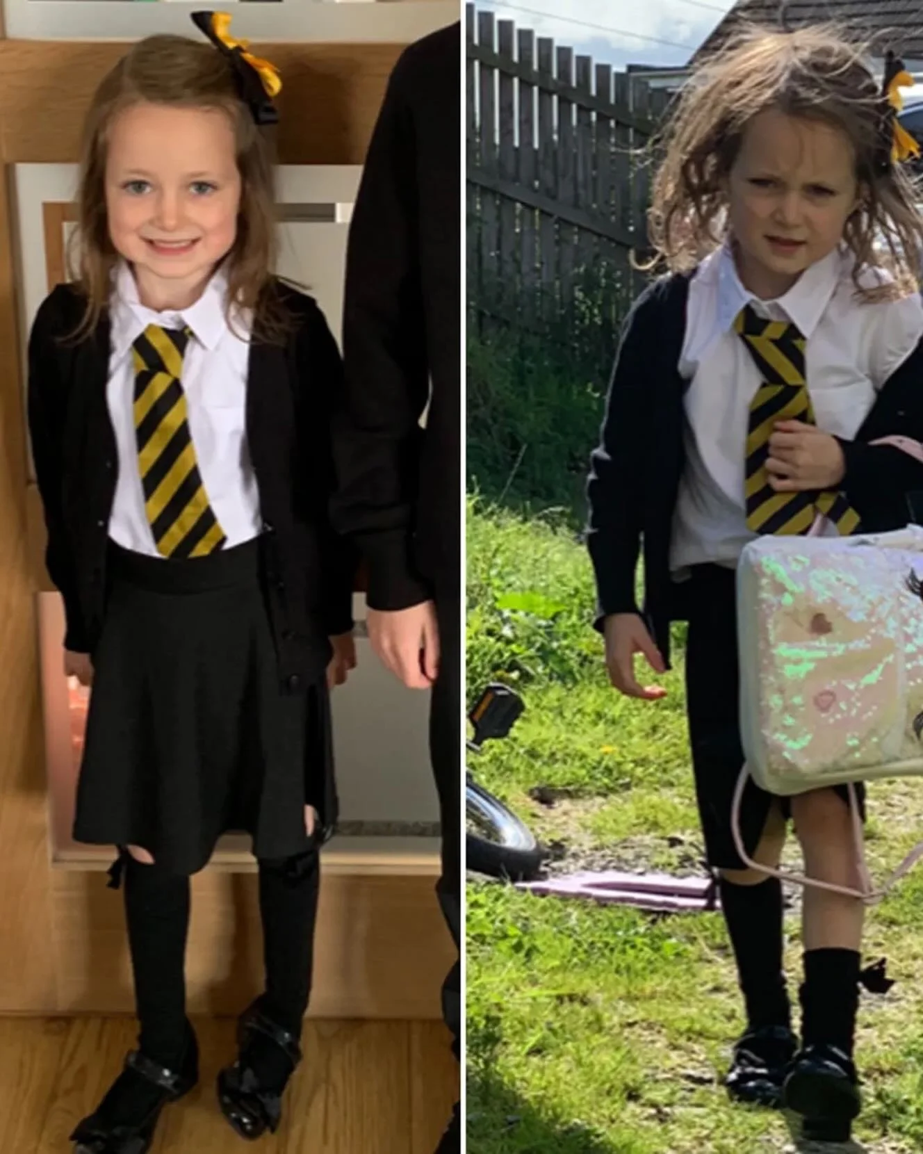 very much feeling like this picture of a girl before and after school. big projects are really hard. I&rsquo;m so grateful for the incredible group of people who have jumped in on @freedomneedsasoundtrack to help get it out into the world. nine more 