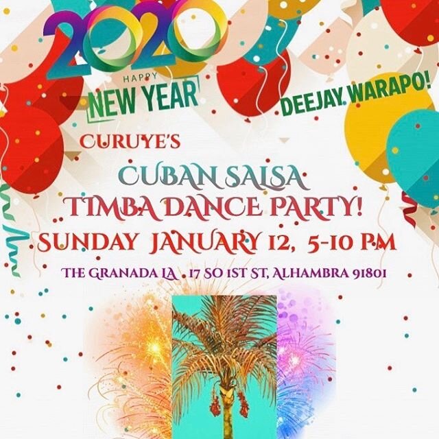 A BAILAR Y CELEBRAR at the first CURUYE CUBAN SALSA TIMBA DANCE PARTY of 2020! CURUYE, DEEJAY WARAPO, &amp; KATI HERN&Aacute;NDEZ will be waiting to revel w you at the Granada! Let&rsquo;s wear white to reflect LIGHT IN THE NEW YEAR!