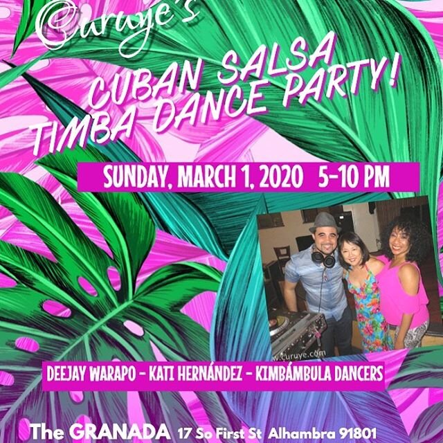 THIS SUNDAY🌸BRING ON SPRING🌻BAILANDO A LO CUBANO🇨🇺 @ CURUYE&rsquo;s CUBAN SALSA TIMBA DANCE PARTY! DEEJAY WARAPO PLAYING THE LATEST &amp; BEST CUBAN DANCE MUSIC! KATI HERN&Aacute;NDEZ &amp; her KIMBAMBULA DANCERS LEADING SOME DANCE FUN!