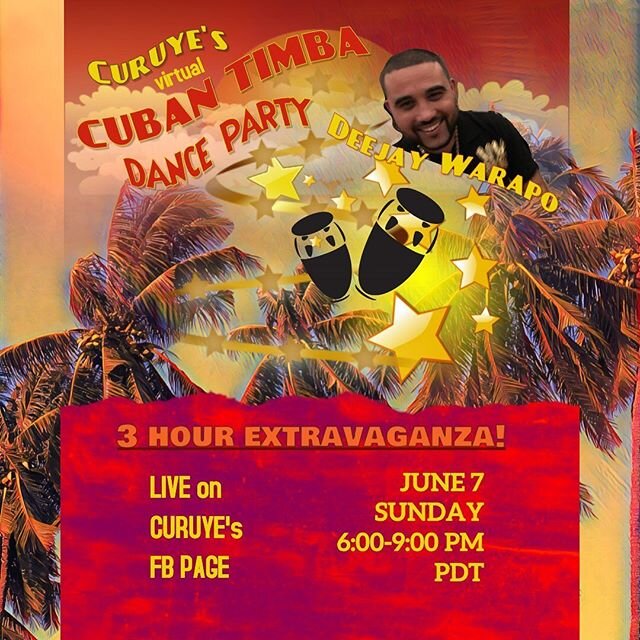 CELEBRATING HOPEFUL NEW TIMES @ CURUYE&rsquo;s virtual CUBAN SALSA TIMBA PARTY 🇨🇺🎼ft DEEJAY WARAPO THIS SUNDAY live on Curuye&rsquo;s FB page. Let&rsquo;s be together &amp; dance!