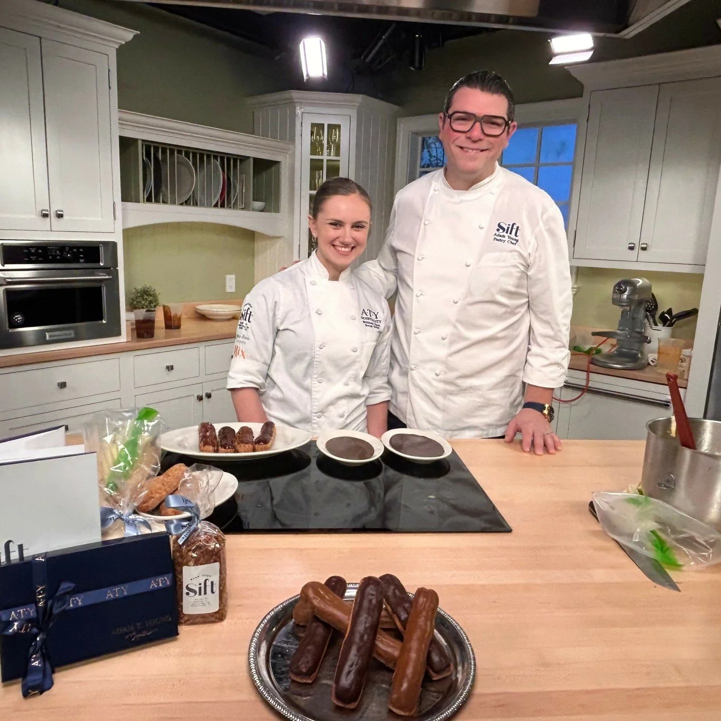 Catch @adam_young_pastry and Sift Sous Chef, Brittney on @fox61news with @tvwxman this morning! They're making Eclairs a Christmas must-have. 🥧✨

Eclairs will be available on a first-come, first-served basis only on Christmas Eve, 12/24.

Check out 