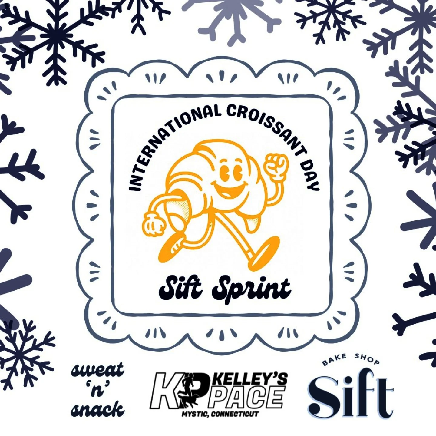 Join us for International Croissant Day on Friday, January 30! 🥐 We&rsquo;re partnering with Kelley&rsquo;s Pace  and Sweat &rsquo;n&rsquo; Snack Run Club for a Sift Sprint.

The run kicks off at @kelleys_pace in the Olde Mistick Village at 7 a.m. w