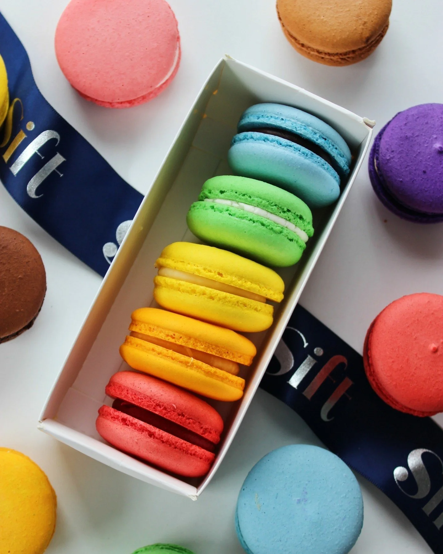 In celebration of Pride Month, we'll be having rainbow macaron gift boxes available all month long at all of our Sift Bake Shop locations (Mystic, Niantic, Mohegan Sun and Watch Hill) 🌈

$1.00 from each rainbow macaron gift box sold will be donated 