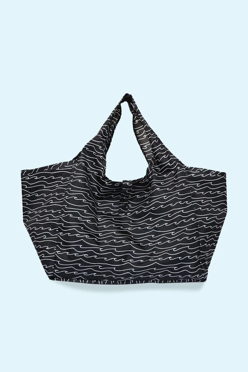 Reusable Snap Tote - Black Waves