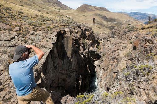 The swinging bridge over the Aviles Sur constructed recently by Patagonia National Park workers. Photo: Weston Boyles