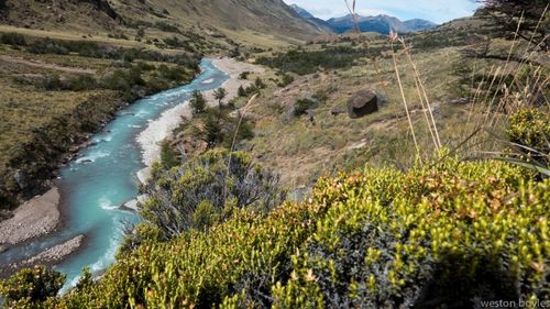 Day four, descending the Aviles Sur river that flows into the Rio Chacabuco. The team is now on the trail system already built in the new national park. Photo: Weston Boyles