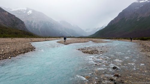 Rick and Jib on day three in the Furioso Valley. Their route has now joined the one that the Patagonia trail running team followed the month before (see Mile for Mile ). Photo: Weston Boyles