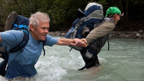 River ferry number two. This time the boys wore their packs and put the old guy in the middle. Photo: Weston Boyles