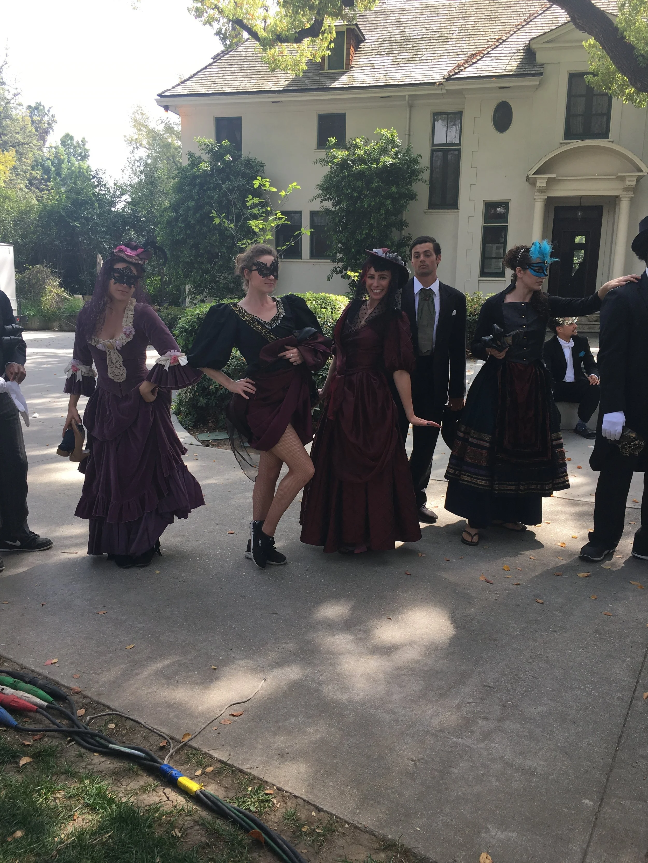 LA Follies TV Background Dancers 1900s Quadrille Costumes Comedy Central Another Period Masquerade Ball BTS on set