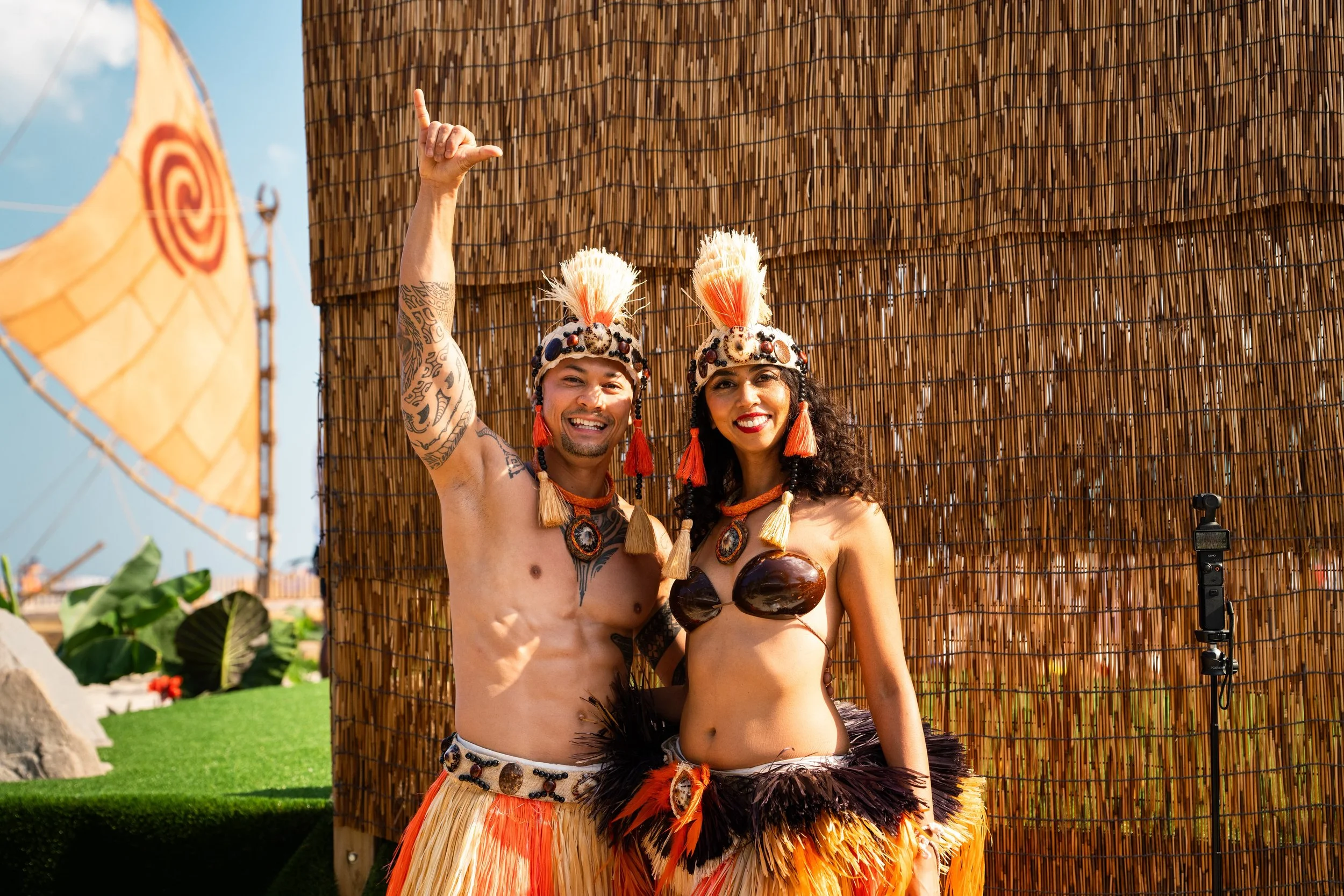 Tahitian Dancers Backstage at Disney's Moana Activation