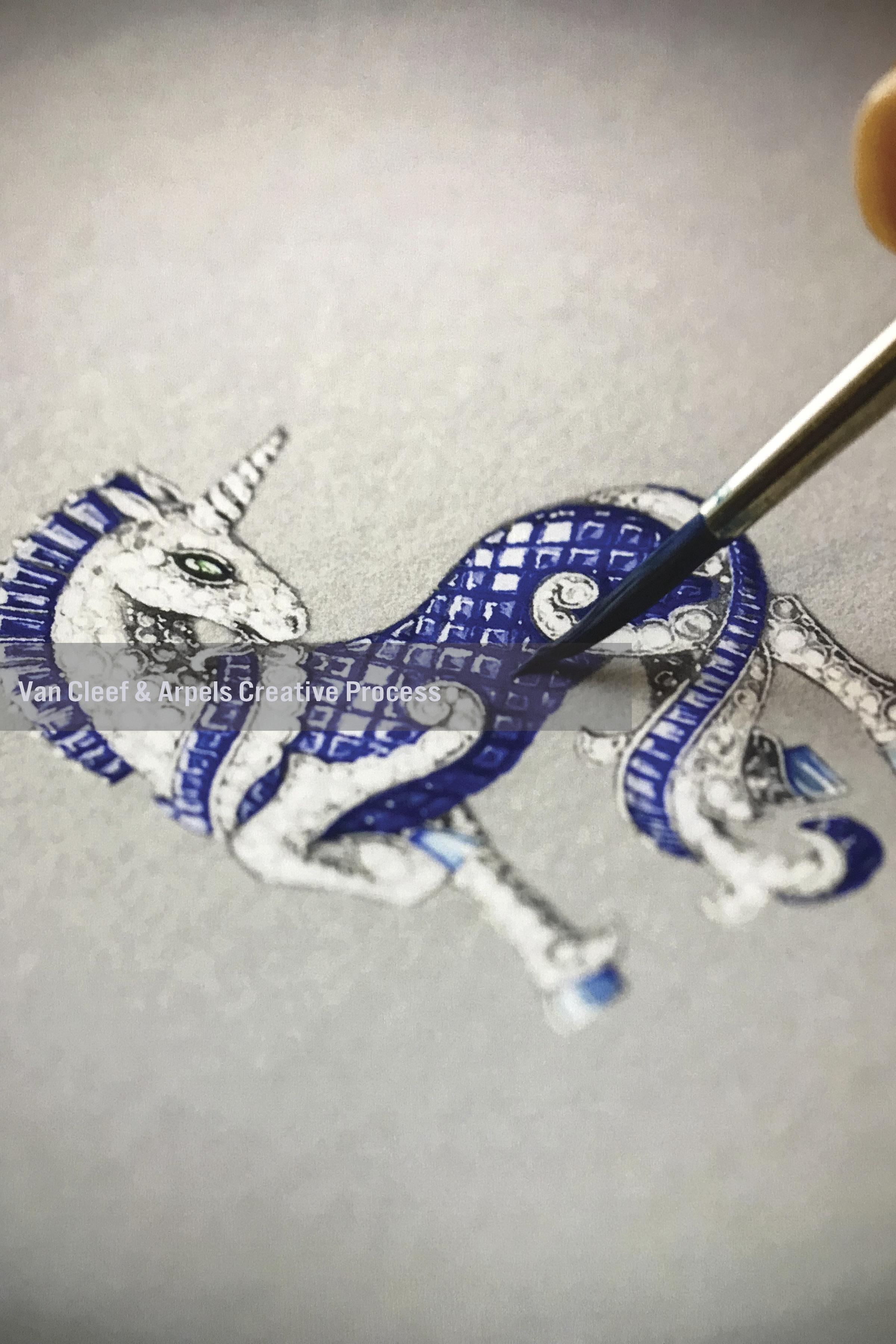 Designing the piece, from the gouache drawing to the mock-up